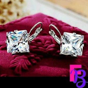 LARGE Rhombus Style CZ Earrings